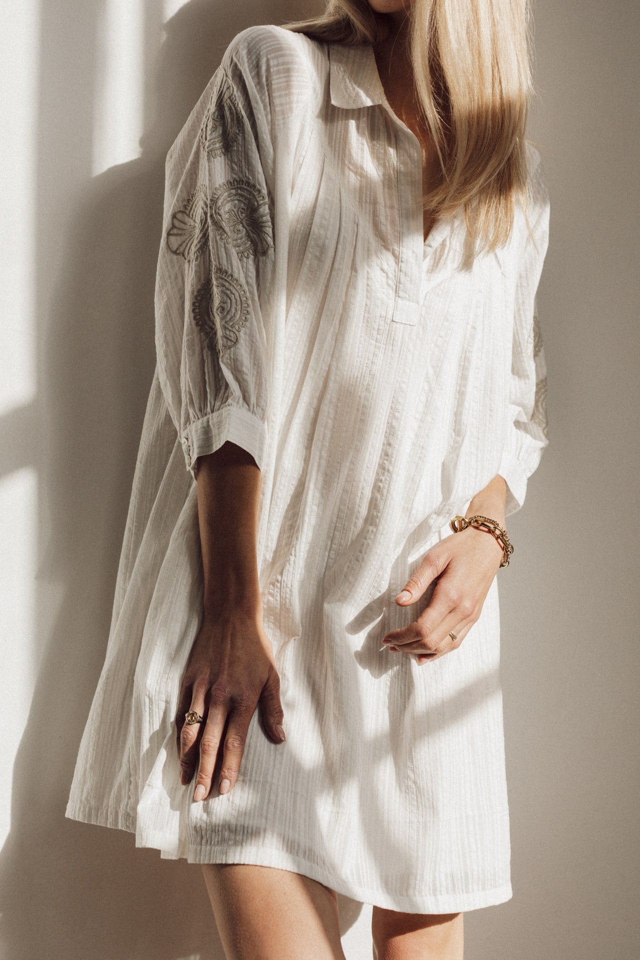 Hope dress white cotton embroidery