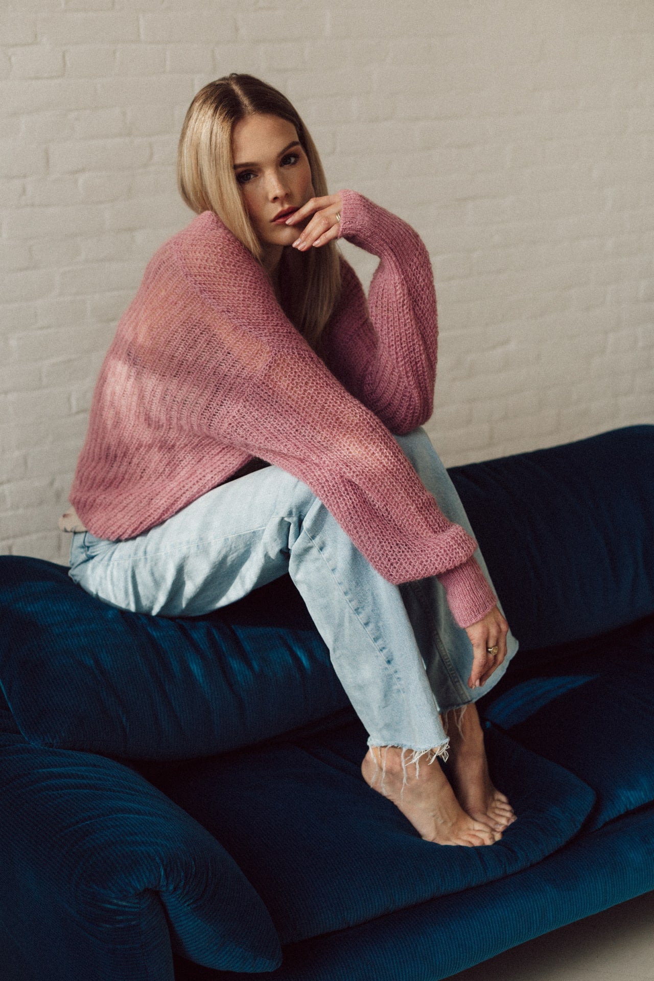 Ruby cardigan pink mohair wool