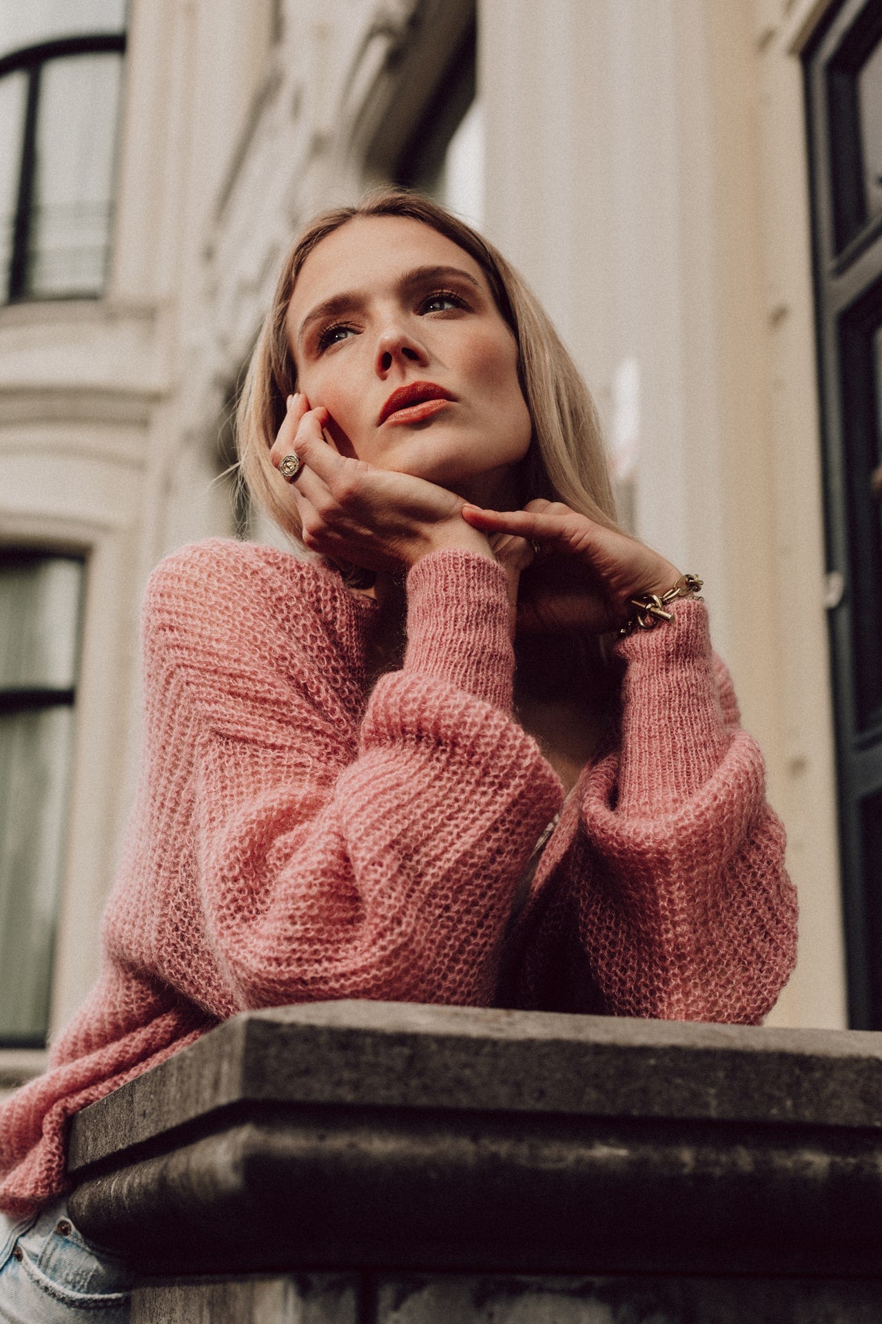 Ruby cardigan pink mohair wool