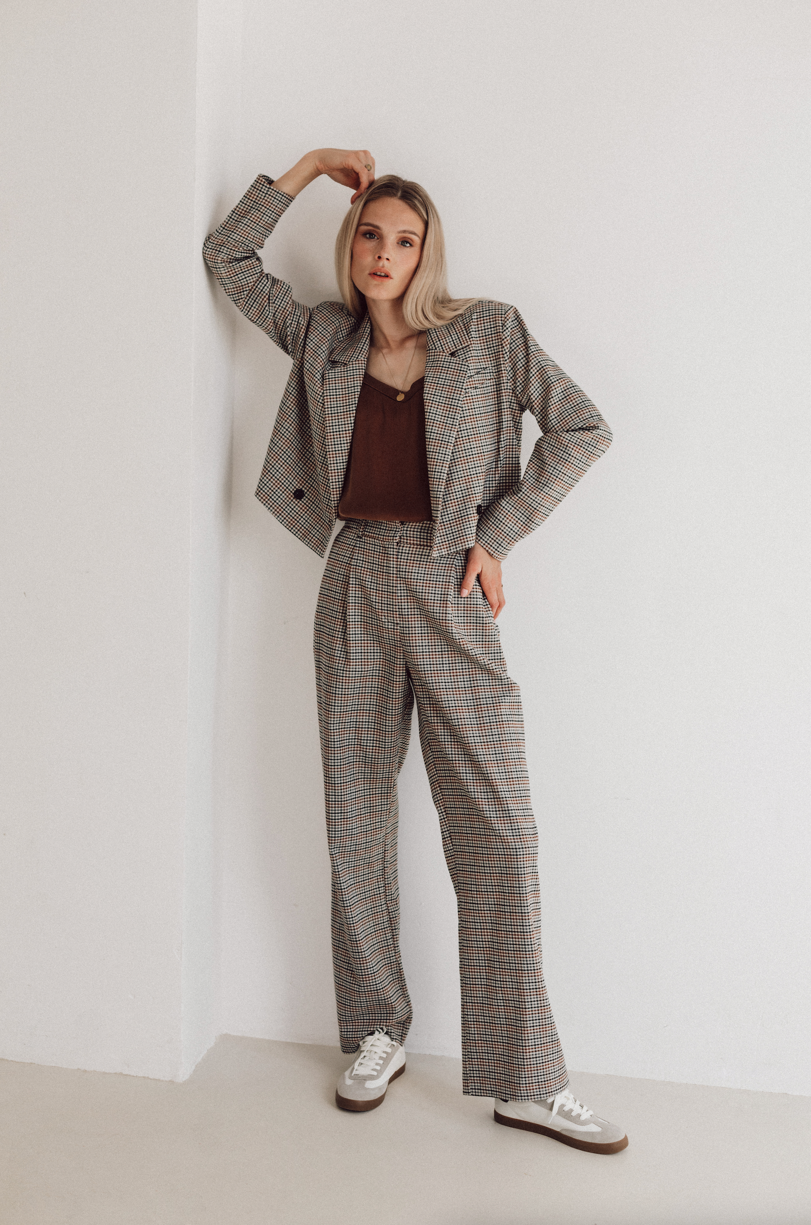 Ana trousers brown checked suit 