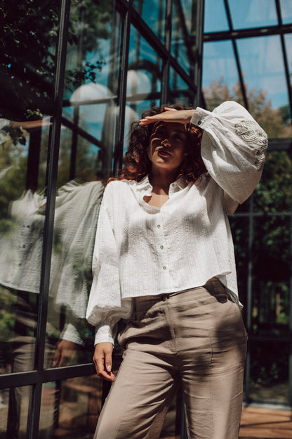 Aubrey blouse white cotton embroidery 