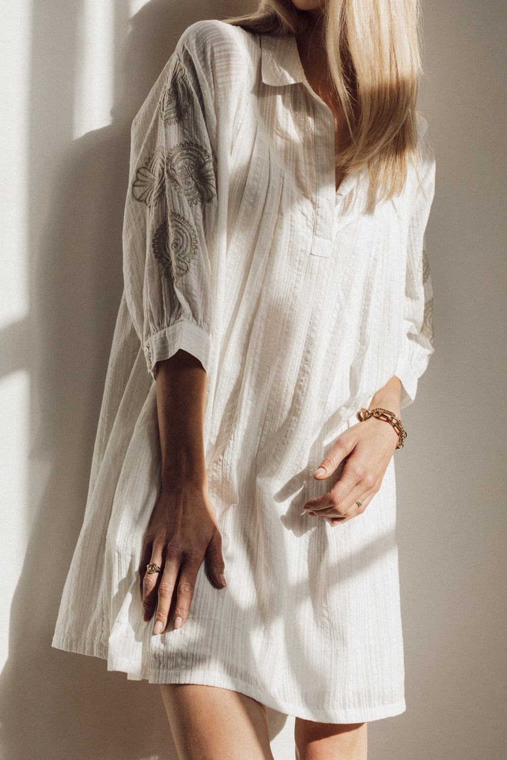 Hope dress white cotton embroidery
