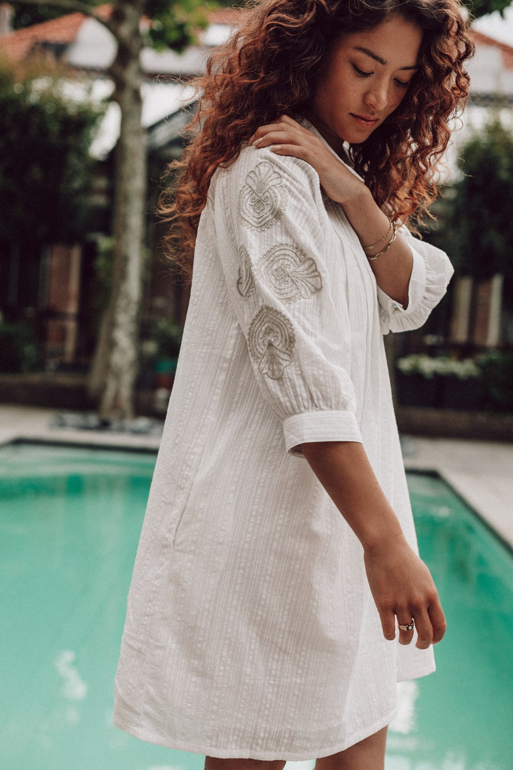 Hope dress white cotton embroidery
