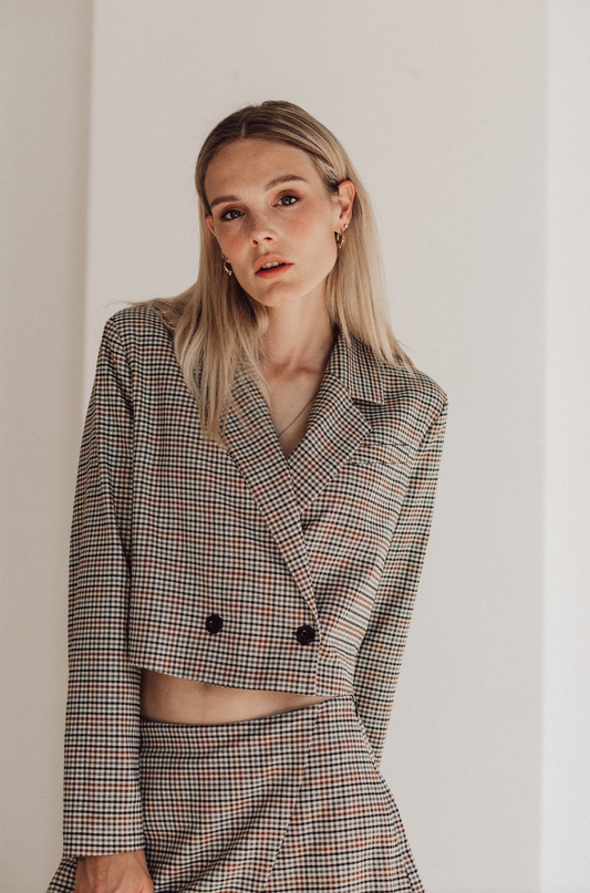 Jerez blazer brown cropped suit 