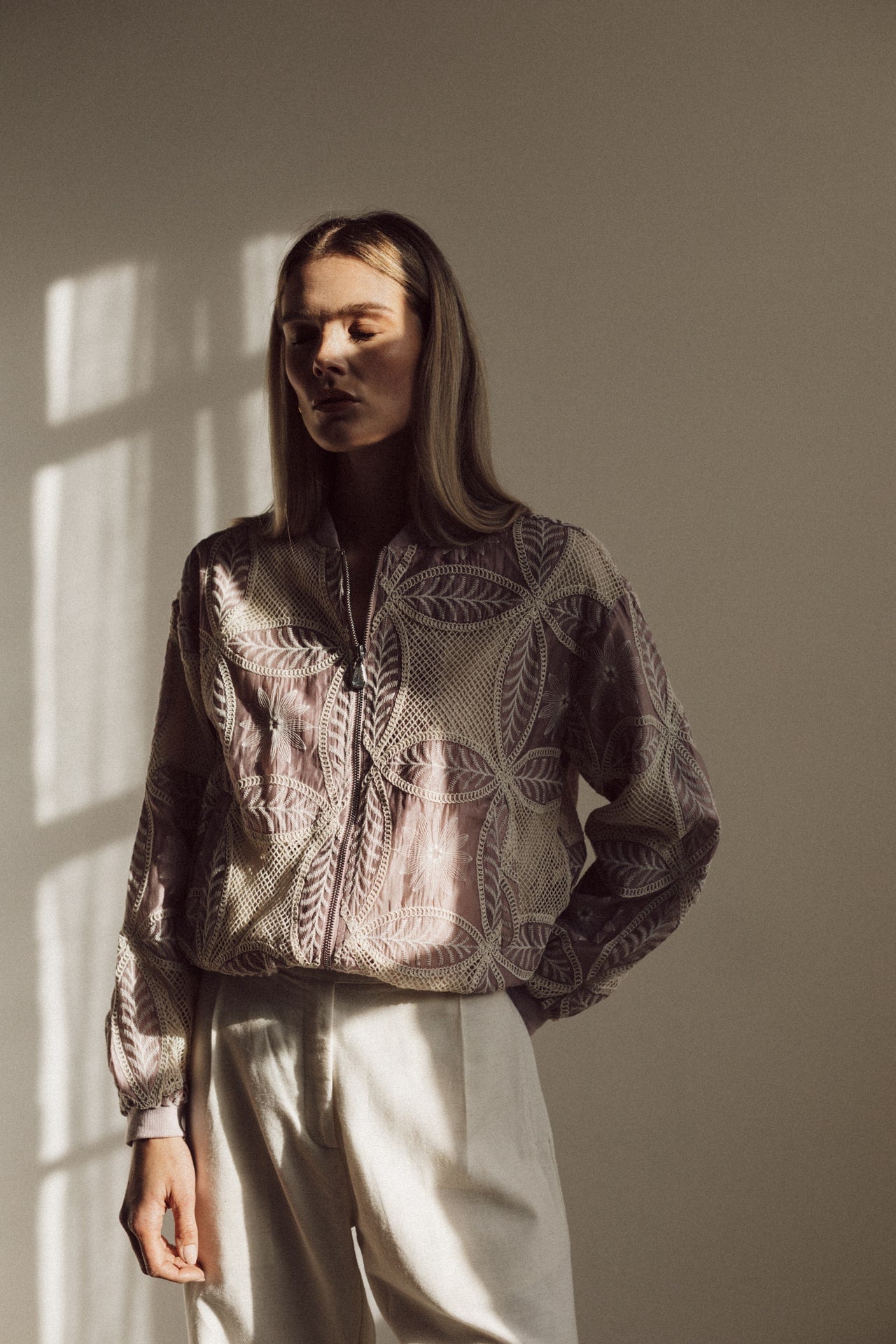 Mace bomber jacket lavender purple lace