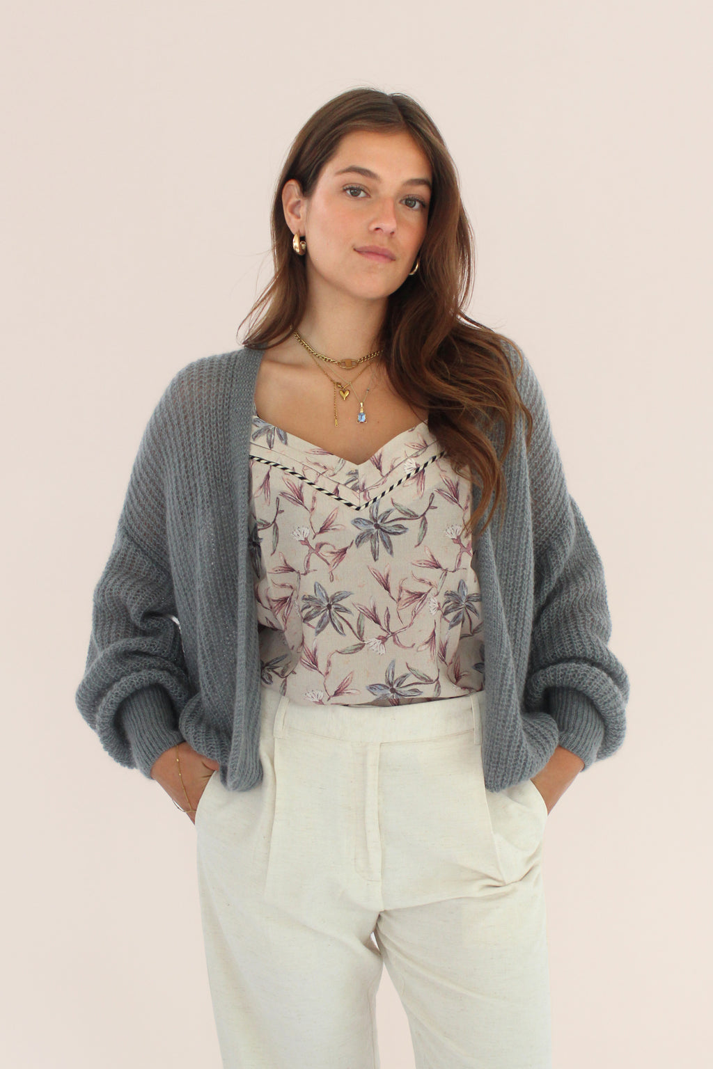 Rosa Strickjacke