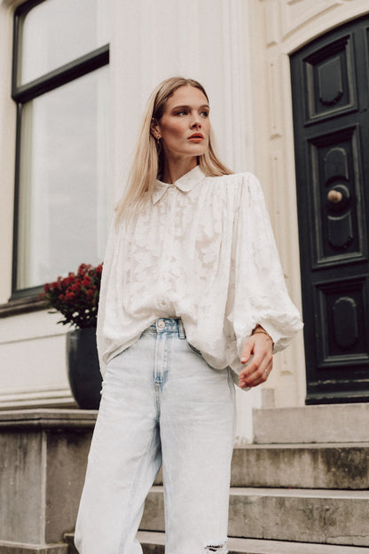 Ruby blouse white viscose embroidery
