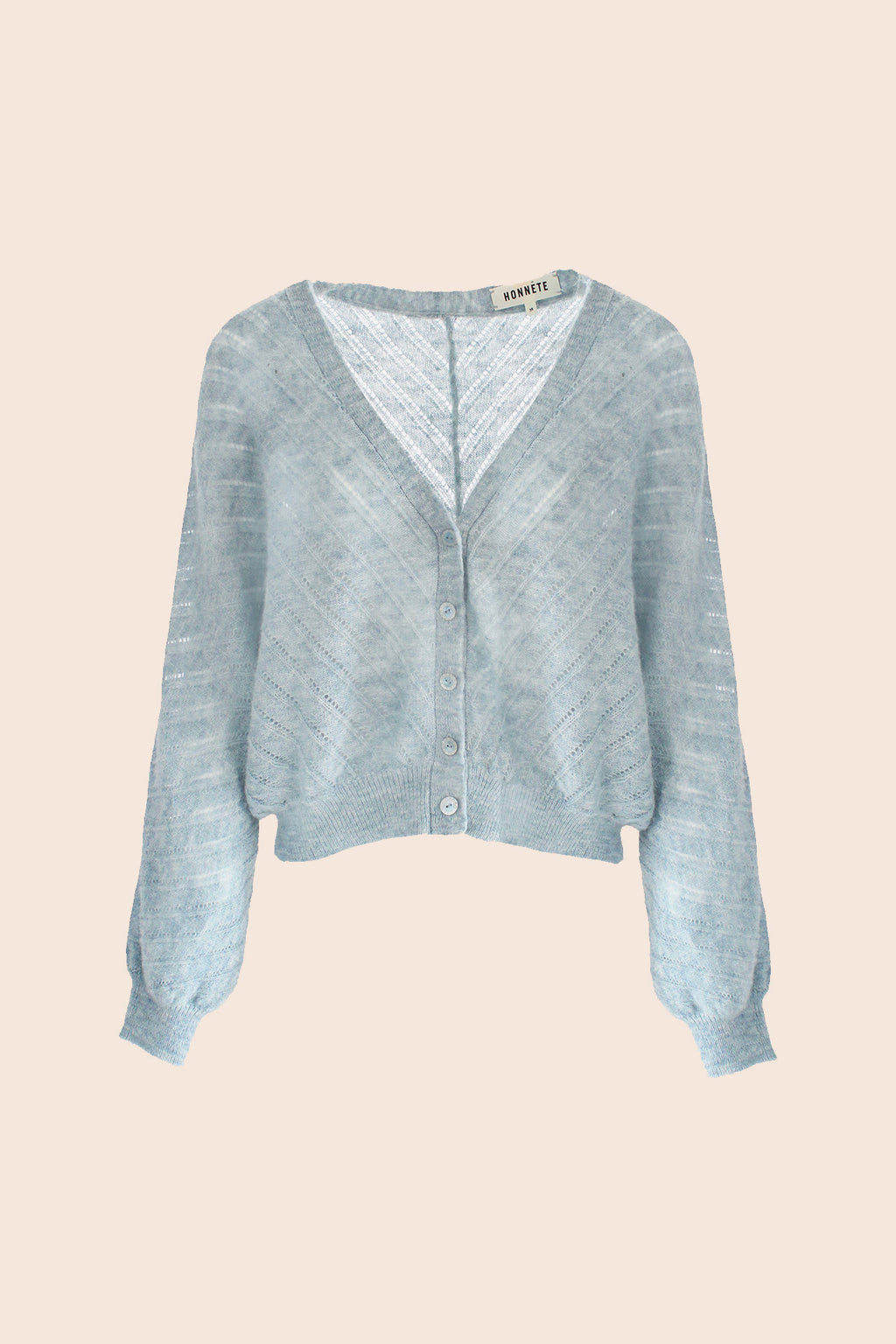 Himmelblaue Strickjacke