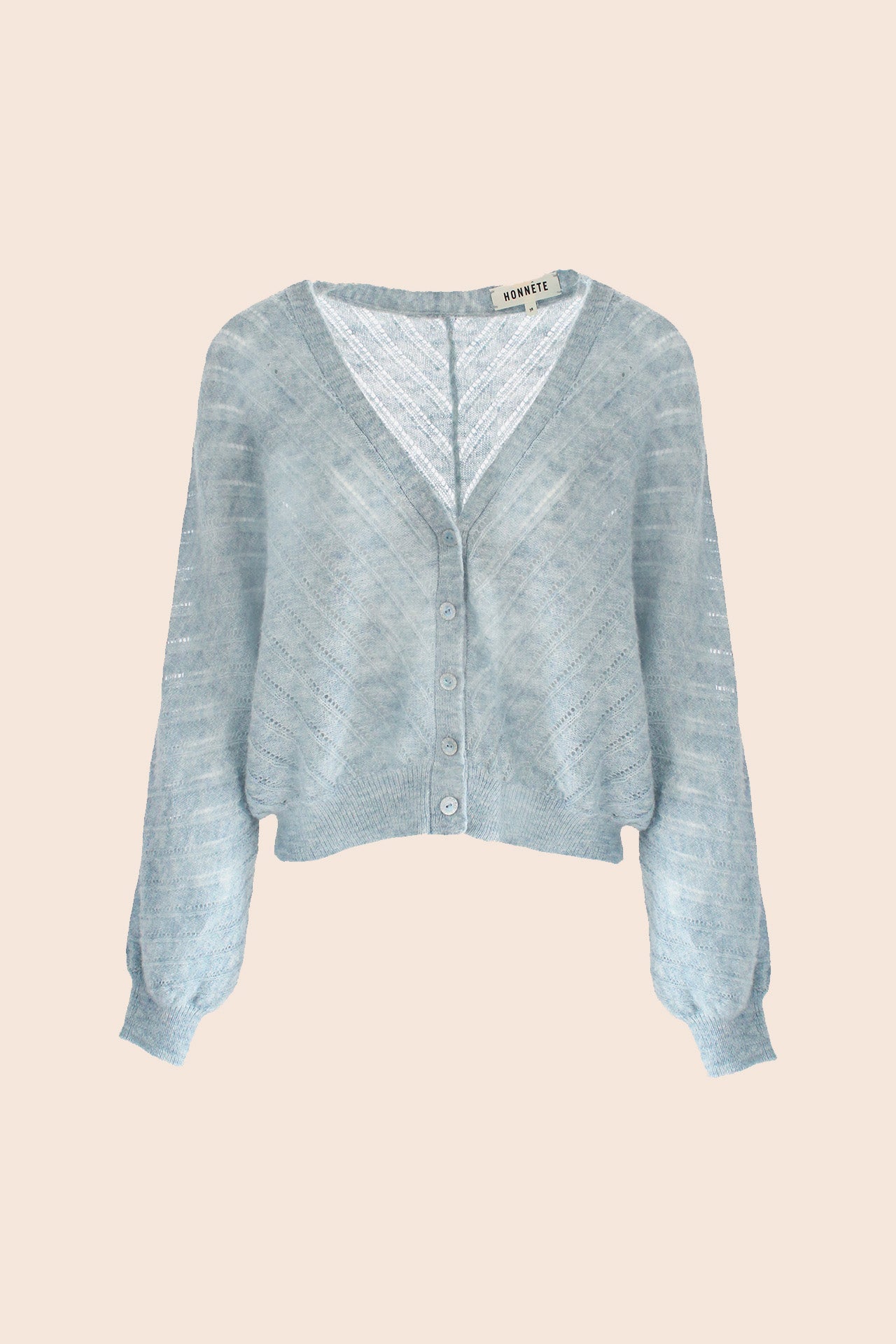 Himmelblaue Strickjacke