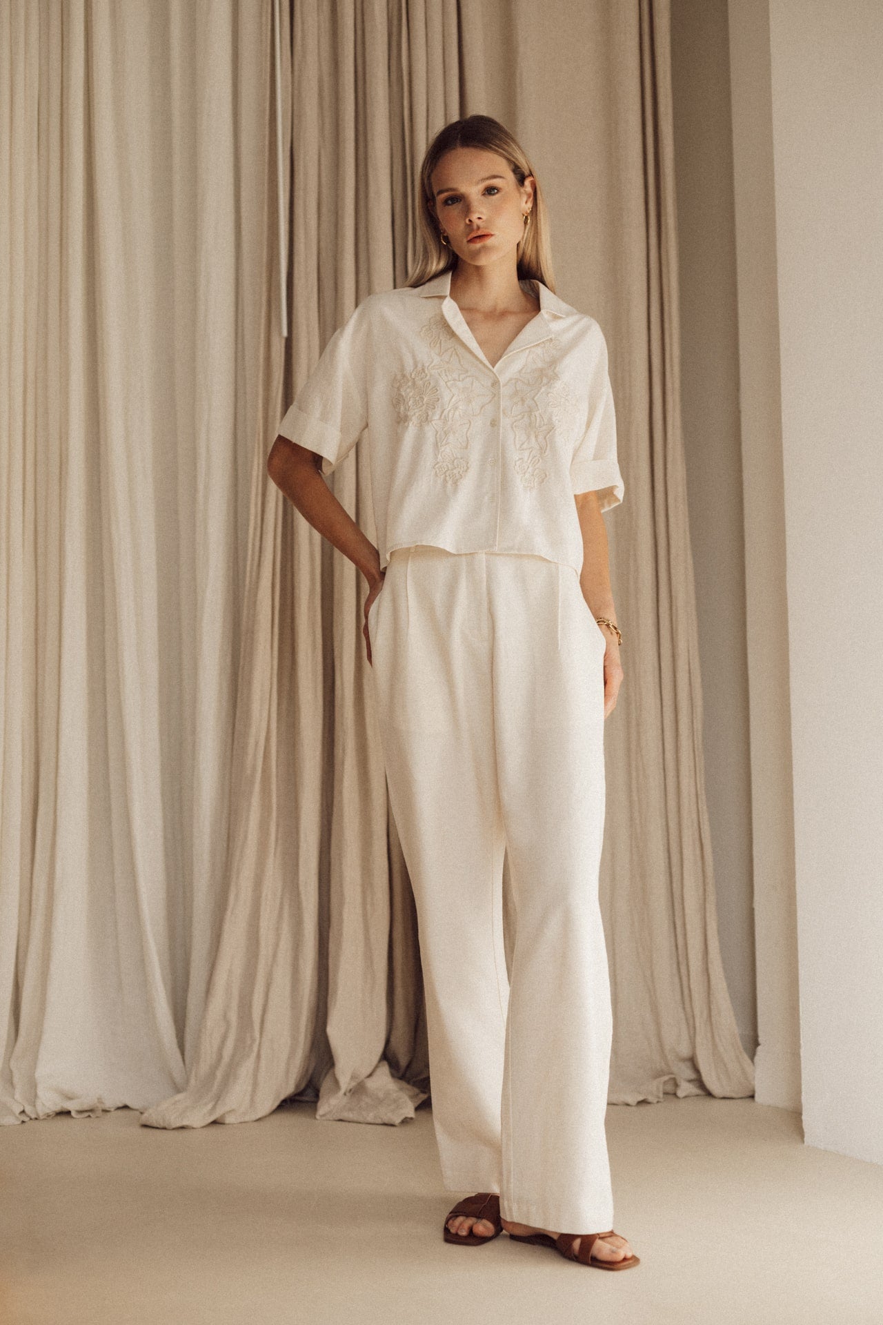 Tilly trousers white linen set