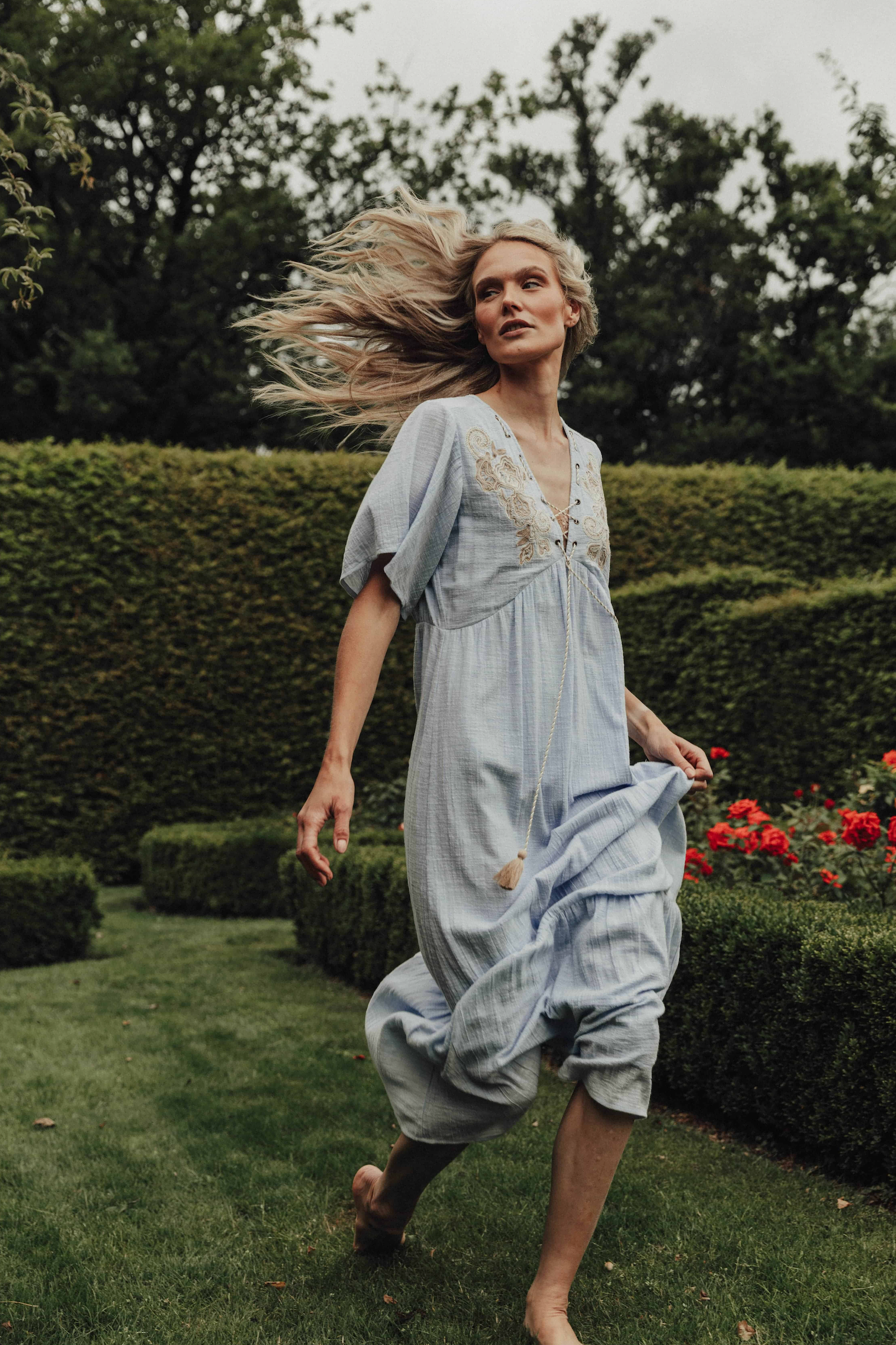 honnete-atelier-maxi-jurk-katoen-blauw